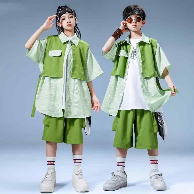 ストリートダンス キッズ ユニセックス ダンスウェア ヒップホップ ストリートスタイル パフォーマンス衣装 男の子 女の子 ジャズダンス コスチューム ユニフォーム 子供服