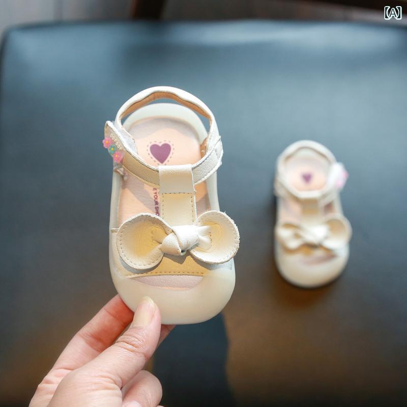 ベビー サマーシューズ 赤ちゃん ガール トゥキャップ ソフトソール シューズ 幼児用 歩行 サンダル 女の子 プリンセスシューズ