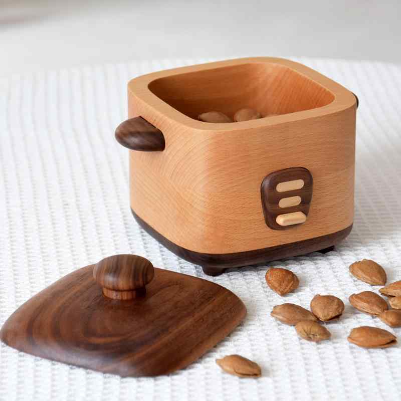 納めるボックス席 小入れもの 木製 箱型 経口避妊薬ボックス席 取り片づける取り並べる 木材ひな型 パウダーコンパクト 炊飯器型 自然的 室内装飾 ぬくもり ほのぼの
