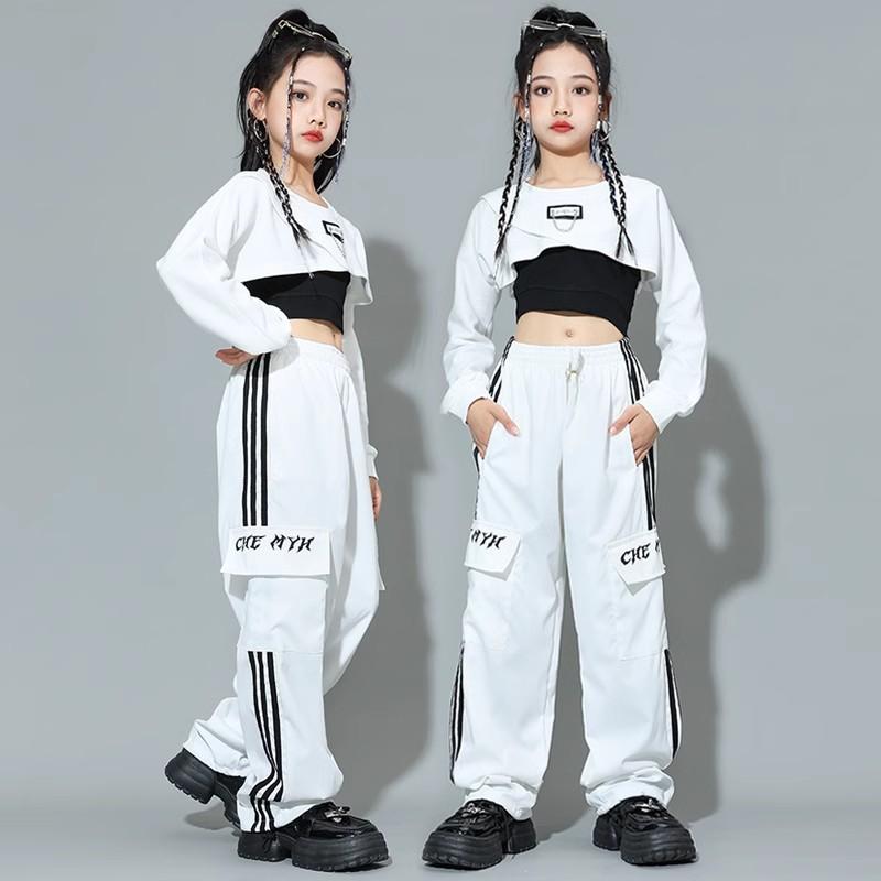 子供服 ストリートダンス ダンスウェア ヒップホップ ジャズダンス 女の子 ストリートスタイル へそ出し パフォーマンス衣装 コスチューム ユニフォーム キッズ