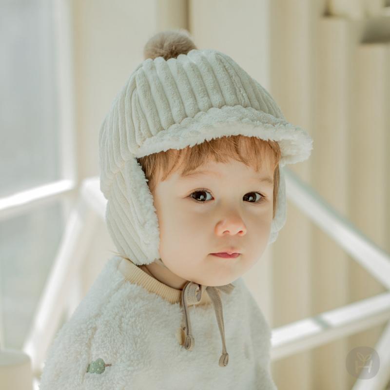 ベビー 子供用 冬 暖かい 耐寒性 耳保護 帽子 裏起毛 厚手 ひさし付き キャップ シンプル おしゃれ カジュアル
