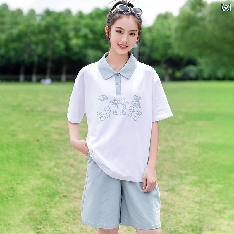 ガールズ セットアップ 2点セット トップス パンツ かわいい スポーティー アウトドア カジュアル リラックス デイリーウェア おしゃれ 中学 高校 学生 夏
