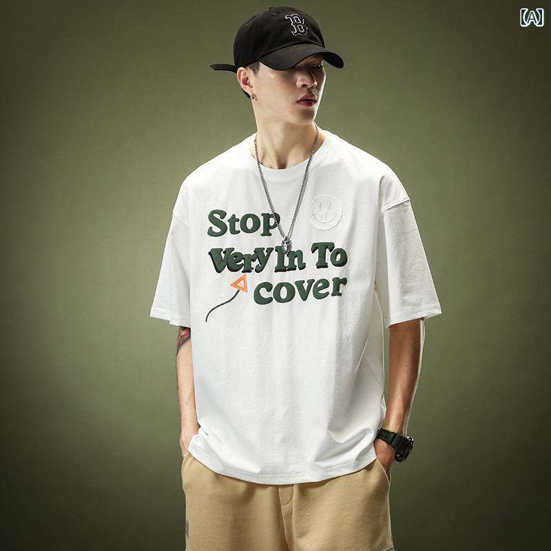 Tシャツ 半袖 おしゃれ 大きいサイズ メンズ 紳士服 シャツ ラウンドネック 夏 カジュアル ストリート アメリカン コットン 大きいサイズ