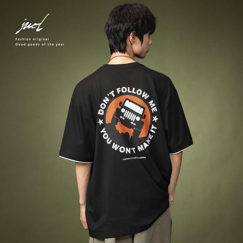 Tシャツ 半袖 メンズ カジュアル ストリート おしゃれ 紳士服 シャツ ラウンドネック 夏 コットン レトロ スポーツ