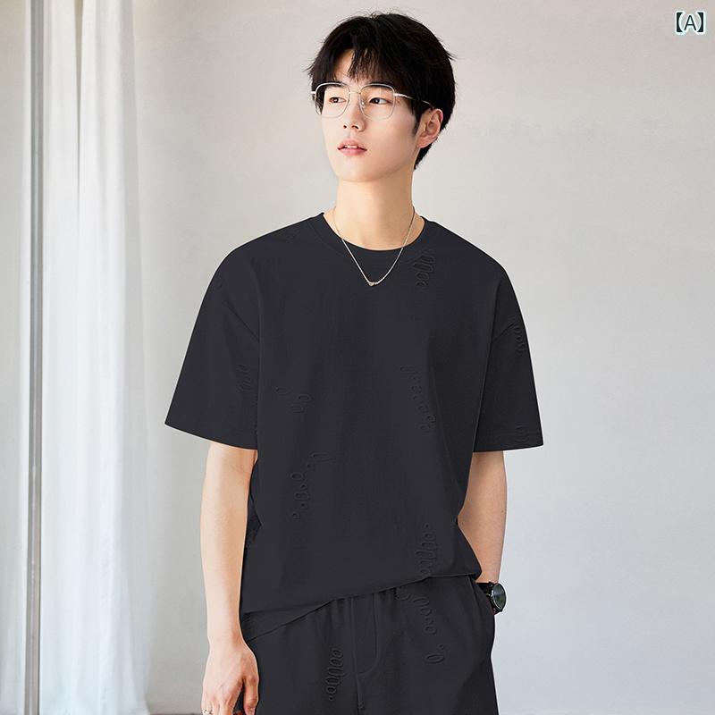 メンズ 夏 半袖 Tシャツ ショートパンツセット 韓国 カジュアル ストリート シンプル おしゃれ 着やすい 動きやすい 快適 レジャー アウトドア ワーク デイリー アーバン|ラ・グラーヌ