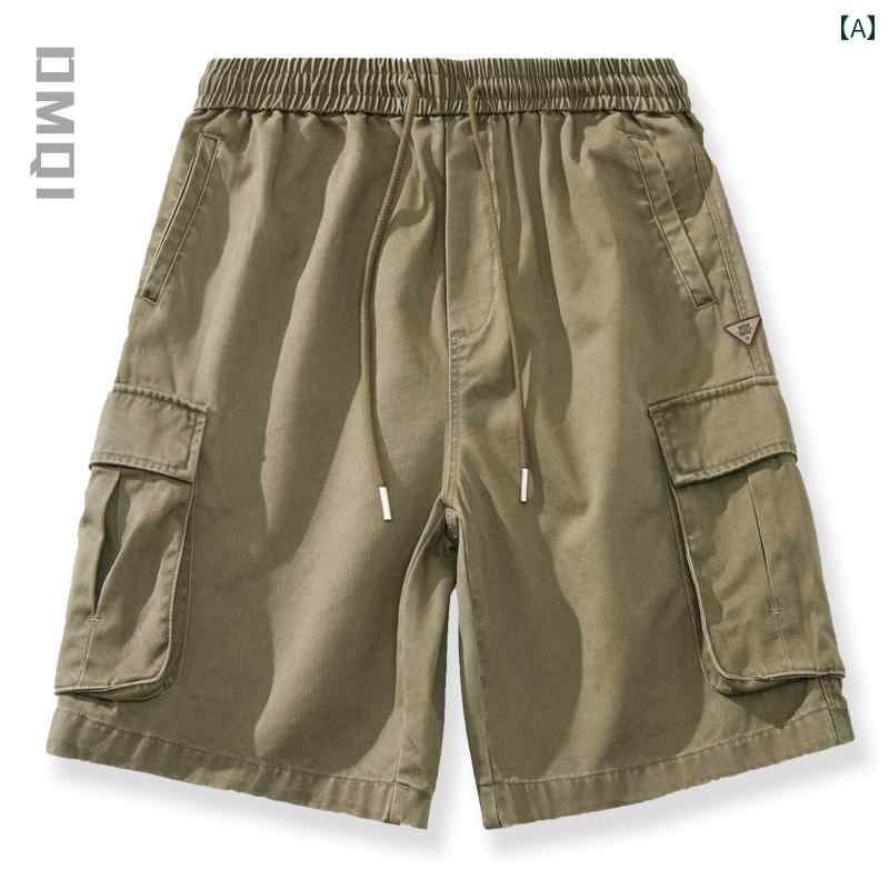 メンズ ハーフパンツ 夏 ヘビーウェイト レトロ ウォッシュ アメリカン カーゴ ショーツ クォーター パンツ ゆったり 大きいサイズ サマー カジュアル パンツ