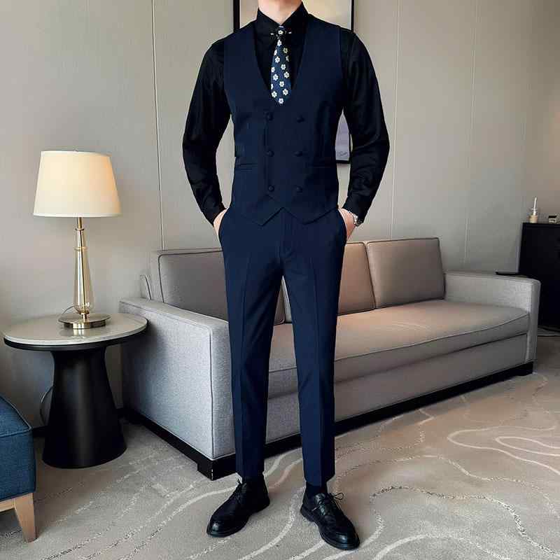 春秋 メンズ ダブルブレスト シングル ベスト パンツ ツーピース スリム スーツ パーティー 紳士用 フォーマル スリムフィット エレガント|ラ・グラーヌ