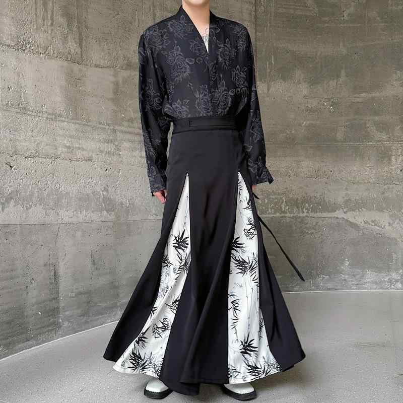ロングスカート モード ファッション 衣装 チャイナ 中国 中華 ストラップ ロング スカート メンズ レディース ユニセックス レトロ