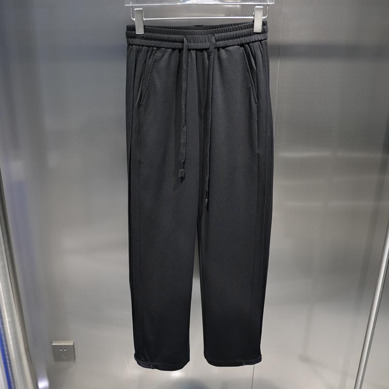 カジュアル パンツ リラックス 普段使い 夏 薄手 無地 ファッション ズボン ボタン 装飾 ストレート 黒 弾性 ノーアイロン ストレートパンツ 通気 撥水 ストレッチ 高品質 クール