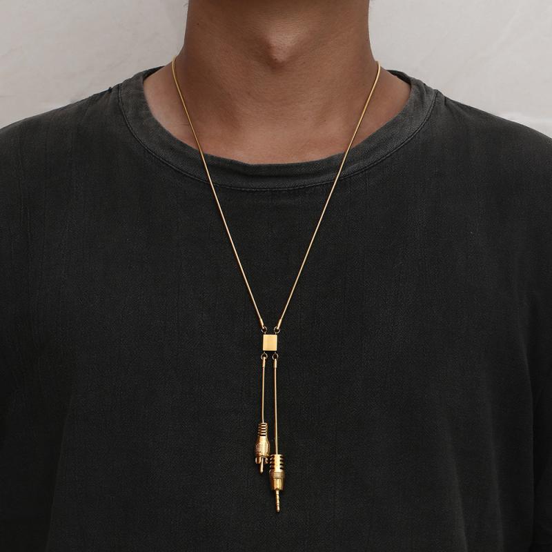 ネックレス 充電 ケーブル メンズ レディース ヒップホップ チタン鋼 ロング チェーン アクセサリー ユニセックス