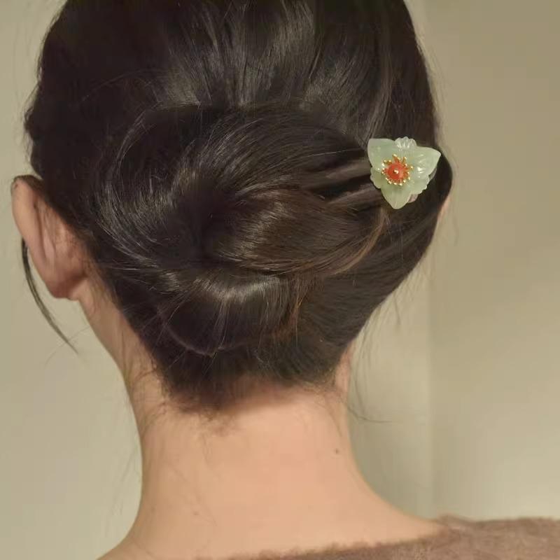 ヘアアクセサリー かんざし 髪飾り 華やか U字型 ヘアピン シンプル レトロ デイリー 花 フラワー 女性 レディース｜ラ・グラーヌ