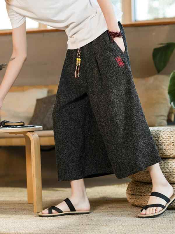 チャイナ風 リネン コットン メンズ パンツ 夏 カジュアル 大きいサイズ シンプル おしゃれ 万能 快適 ボトムス