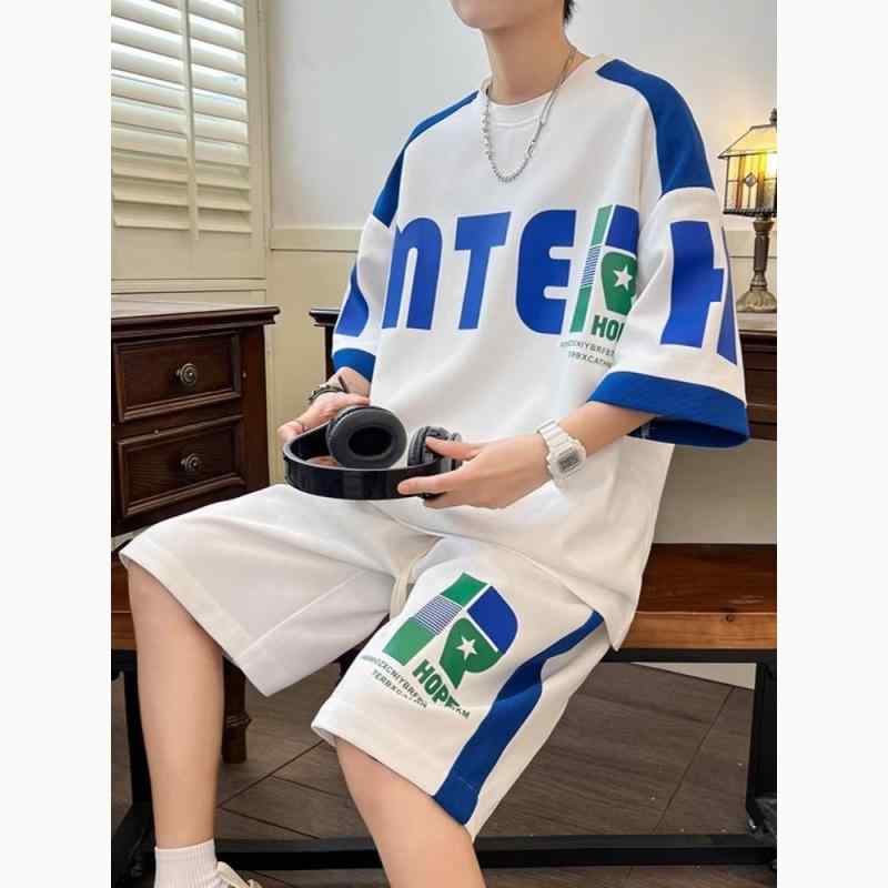 メンズ シンプル オーバーサイズ セットアップ カジュアル おしゃれ 半袖 ティーンエイジャー 夏 学生｜ラ・グラーヌ