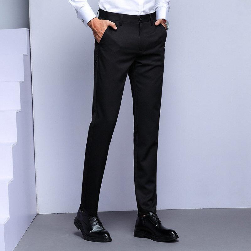 メンズ 春夏 冷感 カジュアル パンツ 薄手 速乾 アイロン不要 伸縮性がある スリムフィット シンプル ボトムス