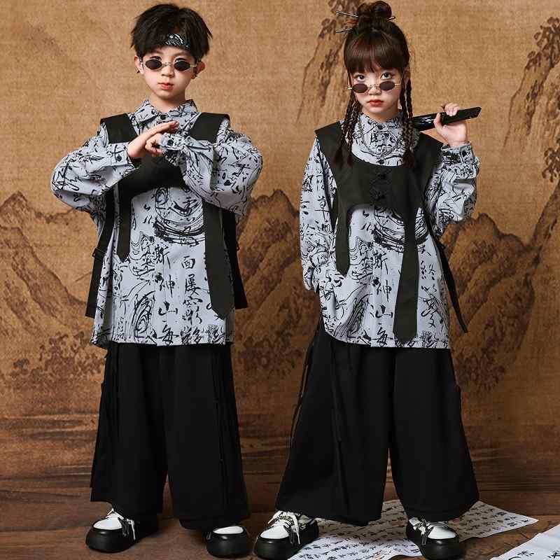 子供服 キッズ ダンス 衣装 チャイナ風 パフォーマンス ヒップホップ ストリート トラディショナル 伝統 古典 フォーマル 舞台