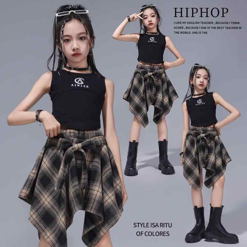 子供 ジャズダンス服 夏 スカート ヒップホップ クール ガールズ ジャズ パフォーマンス服 ストリートダンス キッズ アクティブ スタイリッシュ