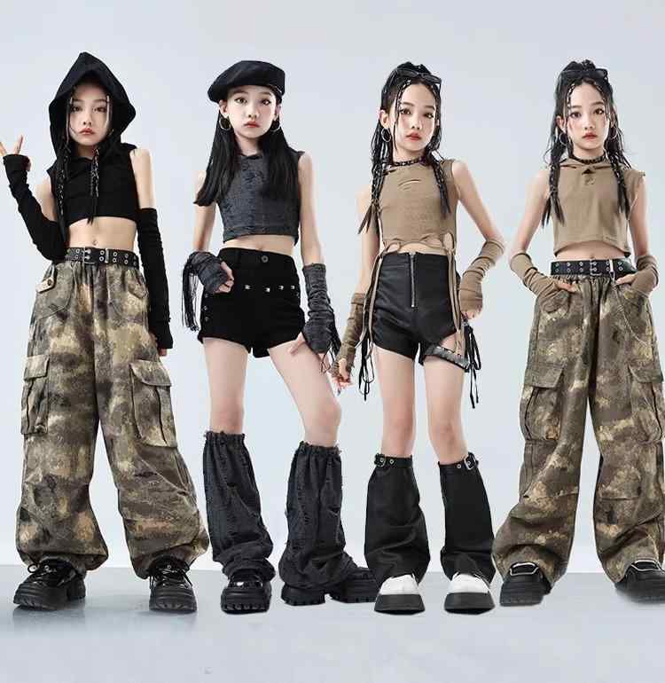 女の子 ジャズダンス服 アメリカン ホットガール オーバーオール ヒップホップ ダンス服 子供 ストリートダンス 衣類 都会的