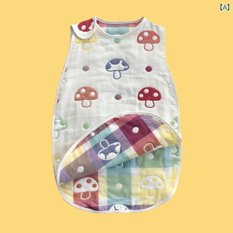 ベビースリーパー 6層 綿 ガーゼ 新生児 寝袋 ベビー キノコ 子供 快適 柔らかい ベスト 抗キック キルト オールシーズン