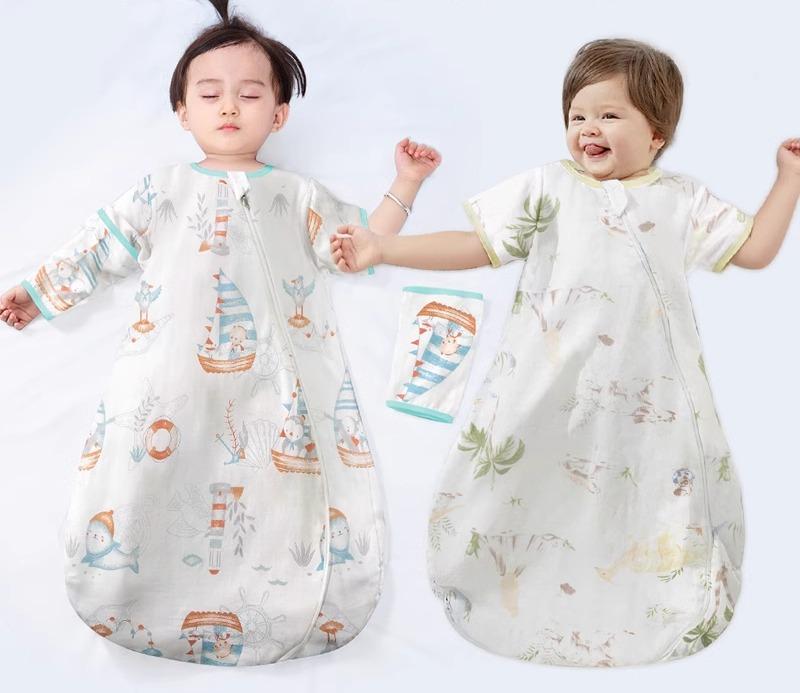 ベビースリーパー ベビー 寝袋 春秋生児 綿 睡眠 ガーゼ 赤ちゃん 夏 薄手 子供 抗キック 肌触り 温度調節 オールインワン