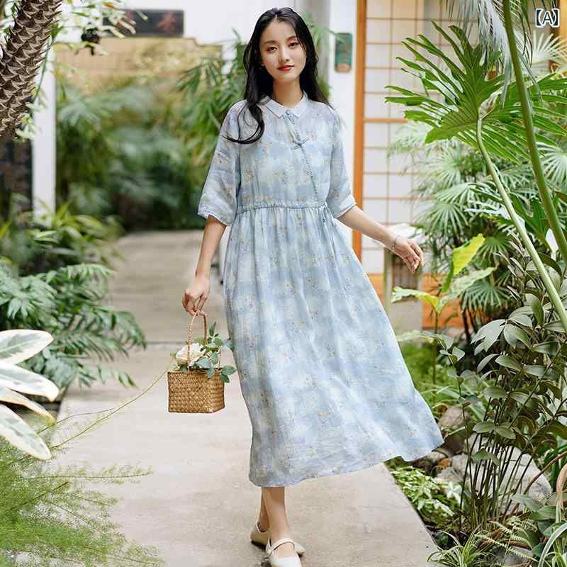 レディース 瀬戸もの風 成人女性服 半袖 カラムシ 花柄 御召しもの 夏 レトロ 酉の方角 筋目 スコート A伝達ルート 美術 酉の方角天然ゴム ティーシャツ 五分袖 ミモレ丈