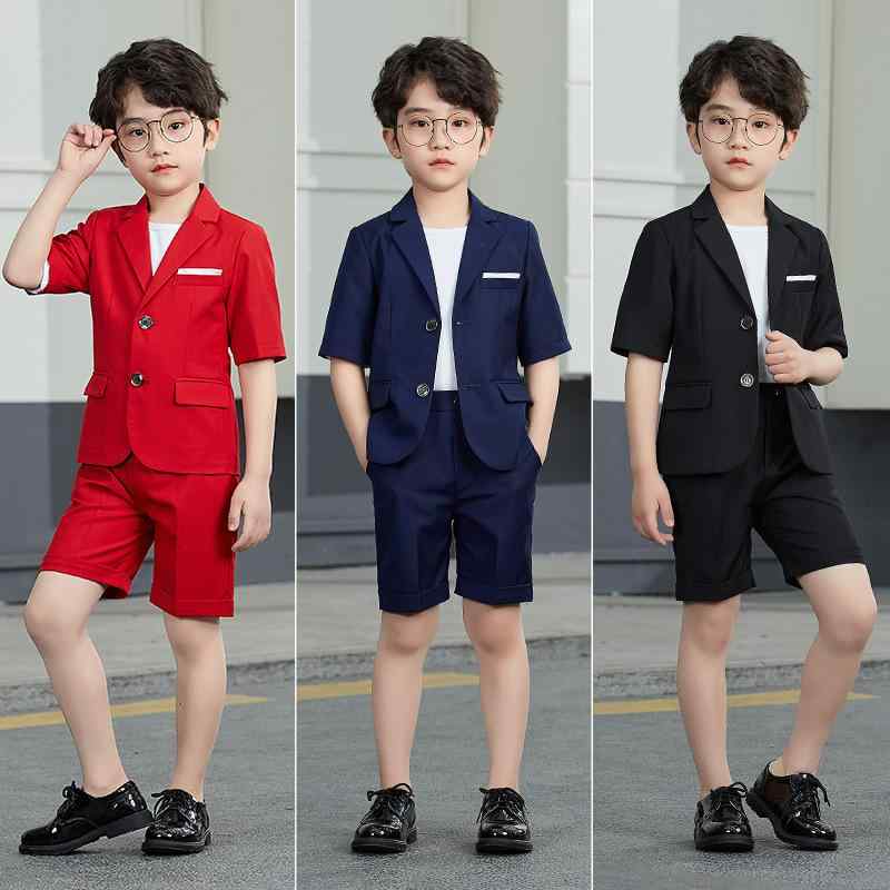 スーツ キッズ 子供用 おしゃれ ファッション ボーイズ ドレス 春夏 ブラック フラワーガール ホスト パフォーマンス 半袖 ショートパンツ