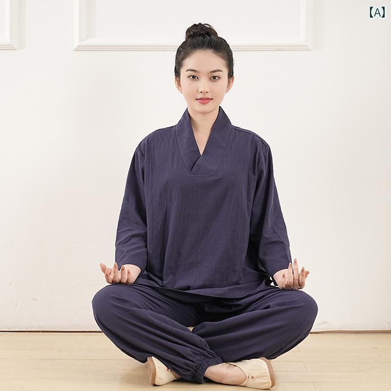 禅服 レディース メンズ ユニ一発やる トップス プルオーバー ズボン下 ボトムス 瀬戸もの風 レトロ 唐装 仏教 思い入れる セットアップ 背広 夏
