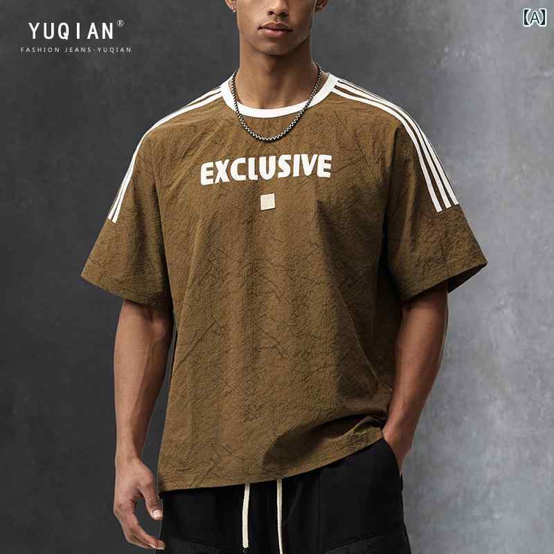 Tシャツ メンズ トップス 紳士服 シャツ 夏 軽量 半袖 アメリカン プリント ラウンドネック ストリート カジュアル