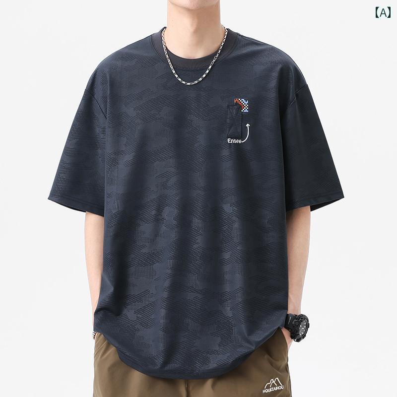 Tシャツ メンズ 半袖 夏 ストリート カジュアル 紳士服 男性用 トップス おしゃれ レトロ ラウンドネック 速乾 ゆったり