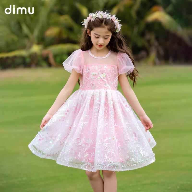 女の子 ワンピース 夏 かわいい 子供服 キッズ ガールズ ドレス 発表会 ピアノ プリンセス風 スパンコール フェアリー メッシュ