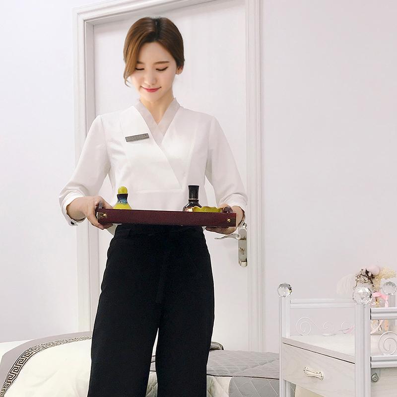 ユニフォーム 制服 おしゃれ シンプル かわいい 美容 作業着 レディース セット 夏 サロン 大きいサイズ エステ マッサージ 七分丈 半袖 ポリエステル