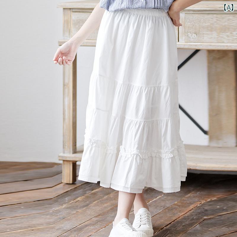 女の子 スカート 夏 薄手 ミディアム 大きいサイズ 子供用 プリーツ ティアードスカート キッズ用 清涼感 スタイリッシュ ホワイト フェアリー 5,938円