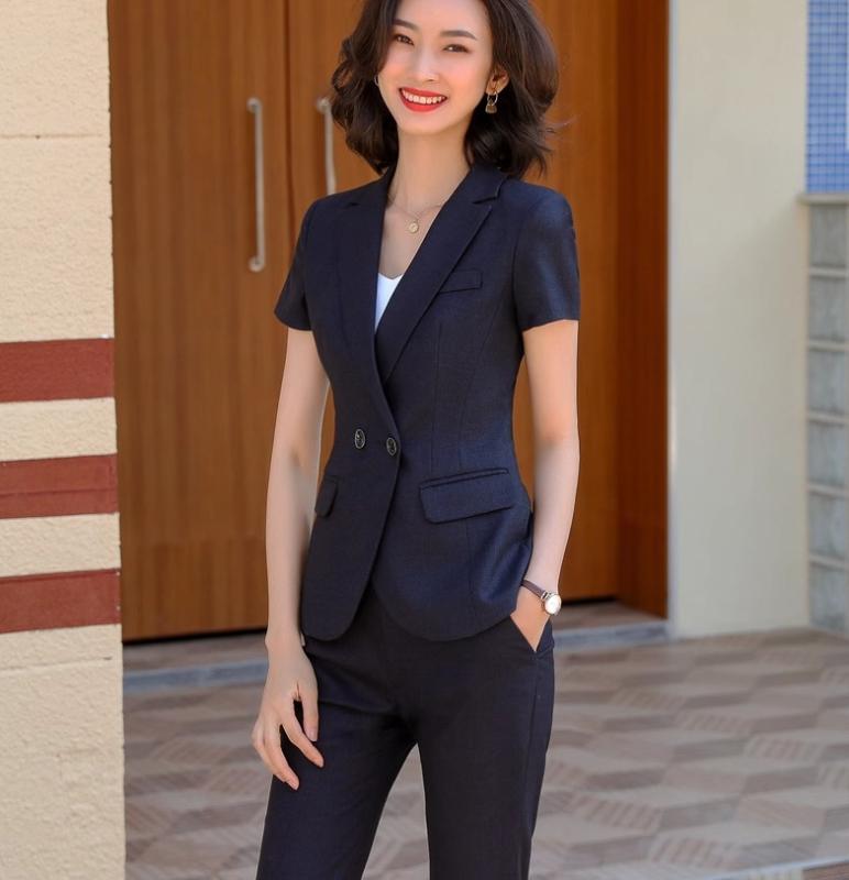 レディース ジャケット パンツ スカート 夏 半袖 スリムフィット ビスコース スパンデックス 女性用 大人 きれいめ ビジネス カジュアル スタイリッシュ 婦人服 スーツ