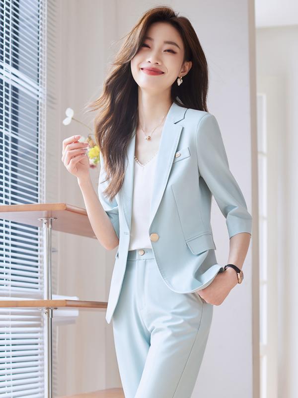 スーツ パンツ ジャケット レディース 夏 薄手 長袖 通勤 ビジネス 参観日 結婚式 二次会ウェア カジュアル シンプル 上品
