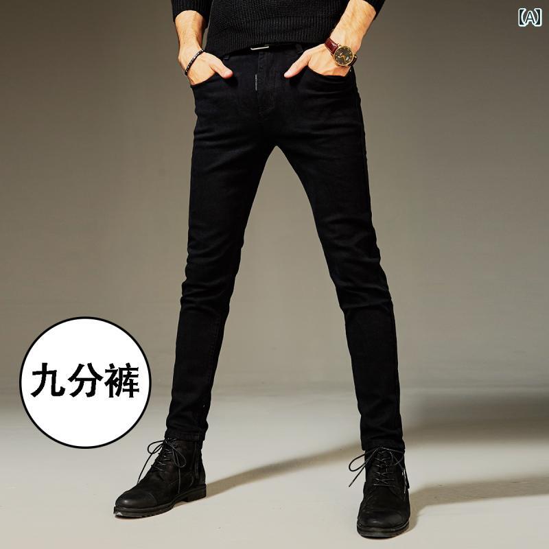 メンズ デニム ロングパンツ ストレート スリム 薄手 カジュアル スタイリッシュ おしゃれ 快適 デイリー イベント レジャー アウトドア キャンプ