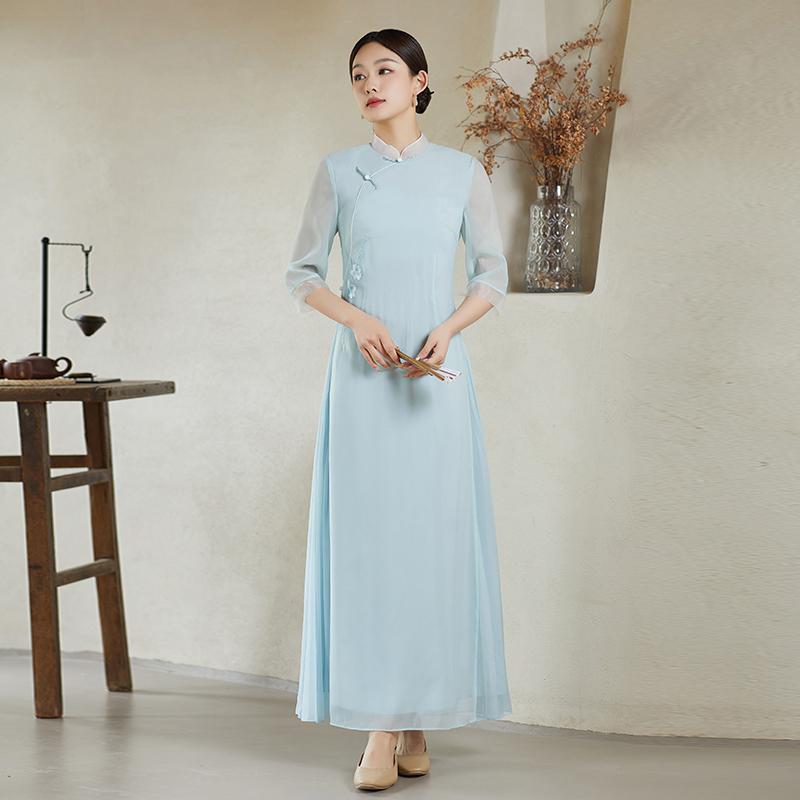 トップス スカート スーツ ロング コート チャイナ ドレス 長い ワンピース 刺・墸 漢服 レトロ ジャケット 中国風 春夏秋 女性 清楚 かわいい 婦人服 レディース
