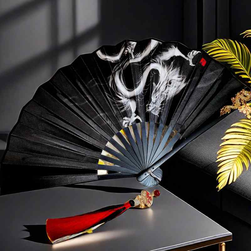 楽天市場】クリックポスト送料無料 和柄 雲龍柄 黒色 扇子 うちわ