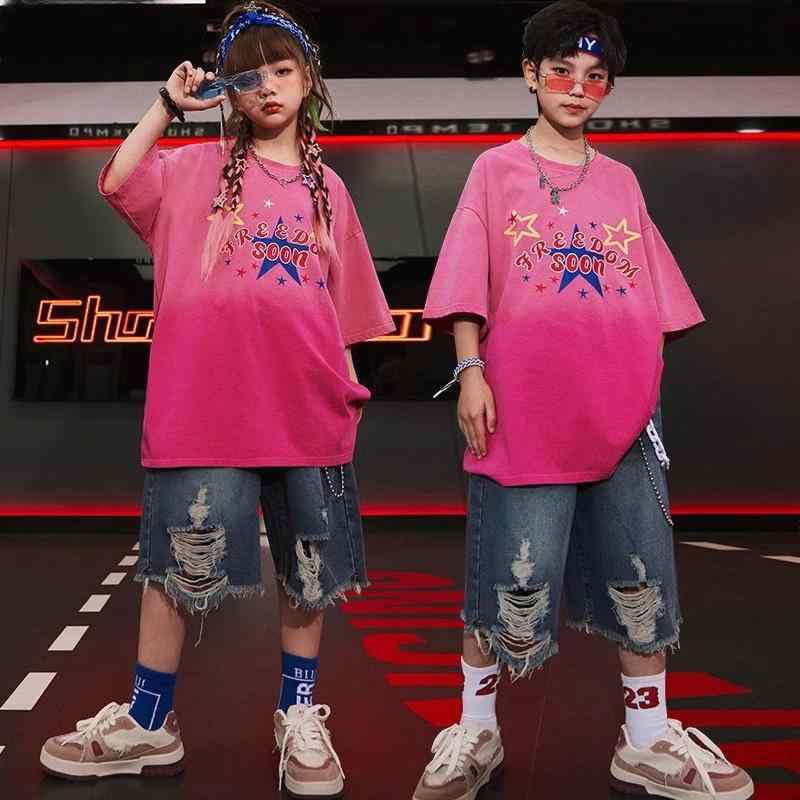 子供服 セットアップ 男の子 女の子 ヒップホップ ストリート カジュアル スタイル ピンク パープル コーデ ゆったり Ｂボーイ