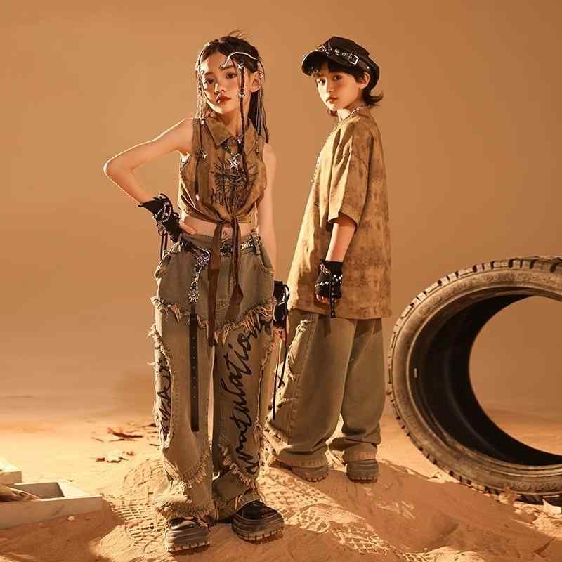 子供服 セットアップ ヒップホップ ダンス パフォーマンス 衣装 イベント ステージ カジュアル ストリート スタイル 4,444円