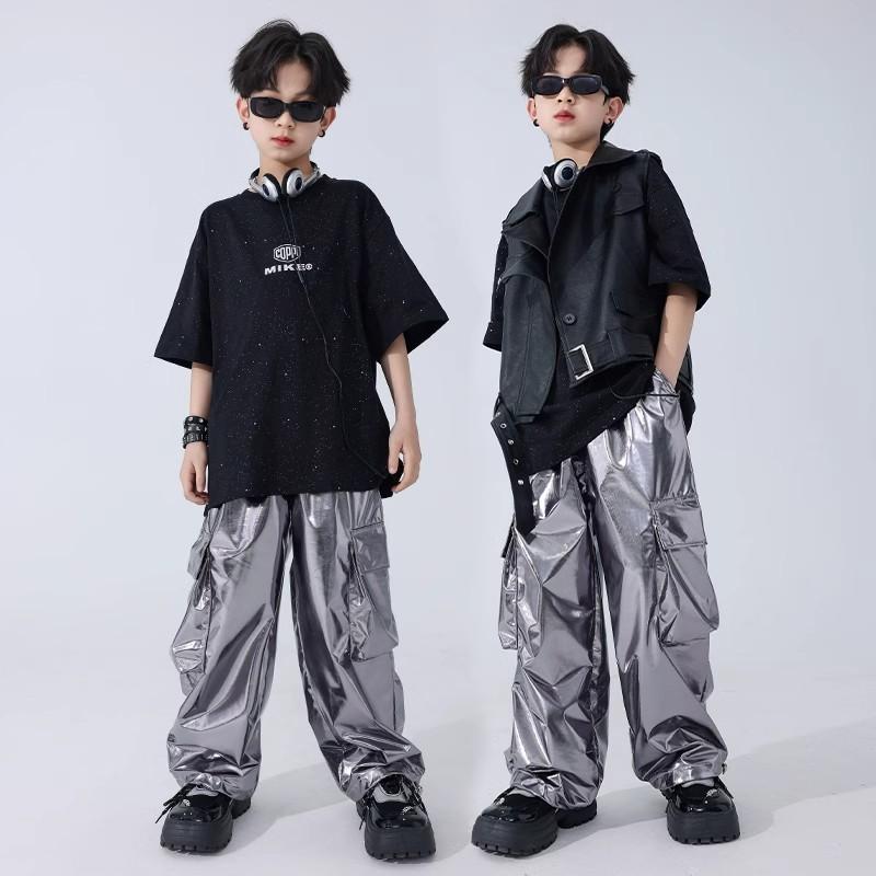 子供服 キッズ ストリート カジュアル ファッション ヒップホップ ブラック モノトーン コーデ クール おしゃれ イベント ステージ 衣装