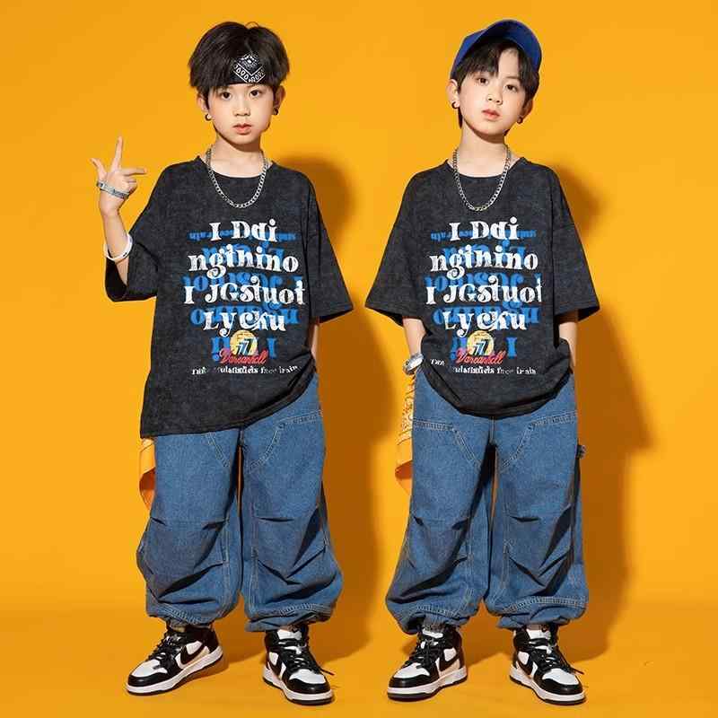 子供服 キッズ ストリート カジュアル スタイル パフォーマンス イベント ステージ 衣装 夏 ヒップホップ ダンス 練習