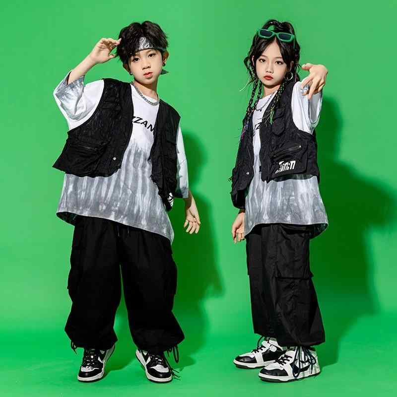 ストリート ダンス 子供用 男女兼用 男の子 女の子 クール ヒップホップ ベスト スーツ パフォーマンス 夏 発表会 おソロコーデ クール かっこいい