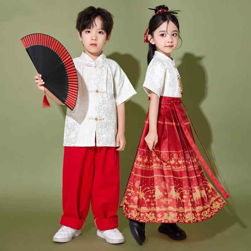 子供服 キッズ 伝統 衣装 トラディショナル パフォーマンス コーラス 中国 舞台 合唱 レトロ コスプレ コスチューム イベント 文化祭
