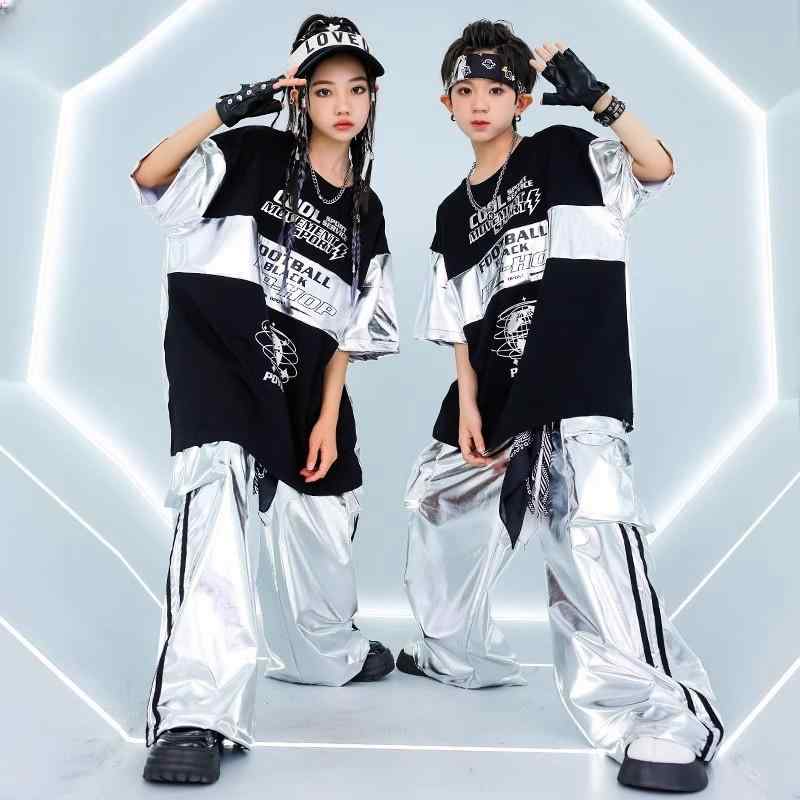 子供用 キッズウェア ボーイ ガール ストリート ファッション ダンス パフォーマンス カジュアル スタイリッシュ かっこいい おしゃれ 個性的 ゆったり イベント セットアップ グループ