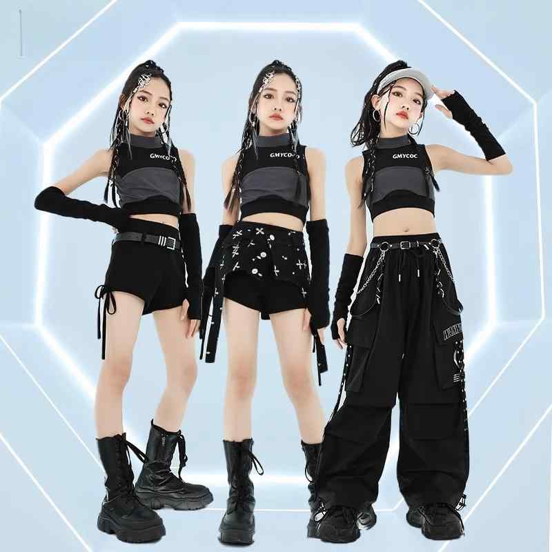 子供服 ヒップホップ 服 ジャズ パフォーマンス トップス 夏 ガール パンツ 女の子 クール ストリート カジュアル セット 夏