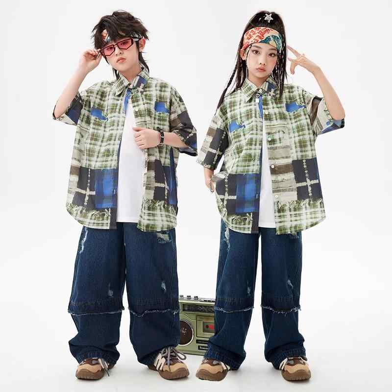 キッズ 子供服 上下 セットアップ レトロ チェック カップル 兄妹 ペア リンクコーデ 男女 ヒップホップ ダンス ジャズ ストリート おしゃれ スケボー ブレイキン