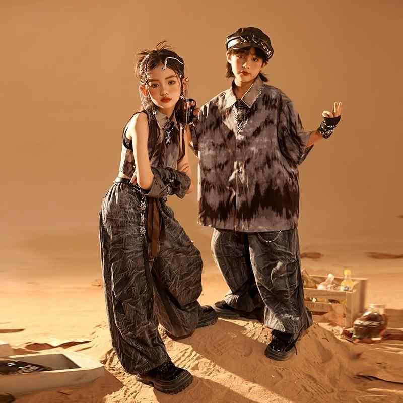 キッズ 子供服 ダンサー 衣装 ダーク クール レトロ ヴィンテージライク カップル ペア リンクコーデ フェス ストリート ジャズ ダンス 男女 パフォーマンス