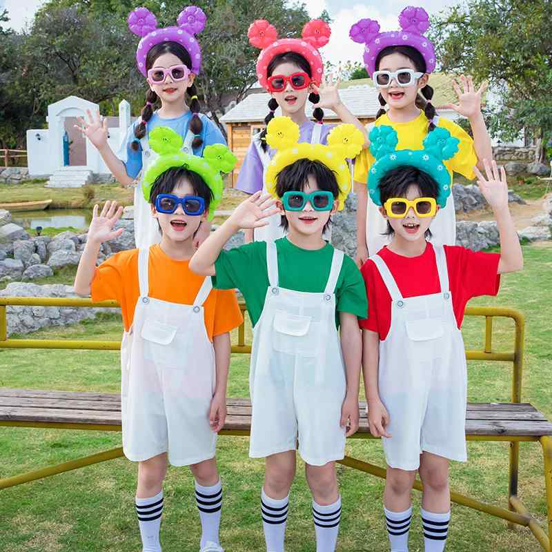 子供服 キッズ コスチューム カラフル ポップ サロペット オーバーオール ユニセックス 文化祭 イベント パフォーマンス コーラス セットアップ 4,799円