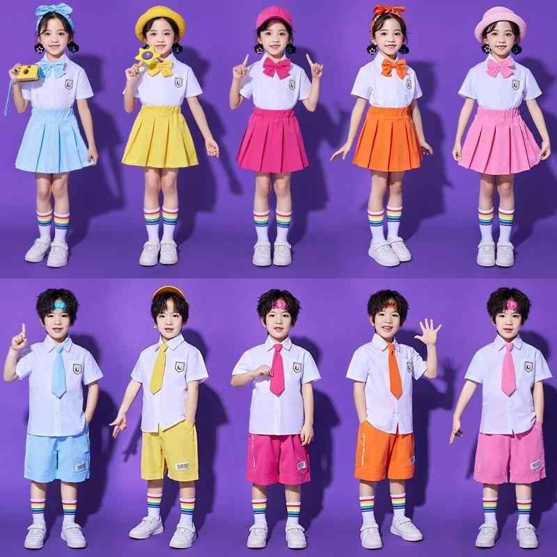 子供服 キッズ コスチューム なんちゃって制服 カラフル 高校生 セーラー ユニフォーム 文化祭 イベント ユニセックス コスプレ 派手 チーム衣装