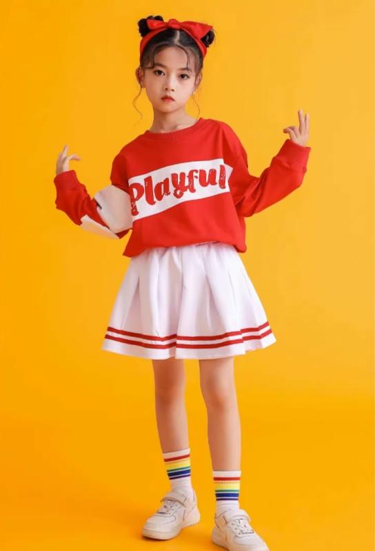 子供服 キッズ コスチューム ポップ ユニセックス チアリーディング パフォーマンス ユニフォーム 学校イベント 文化祭 応援団 ハッピー