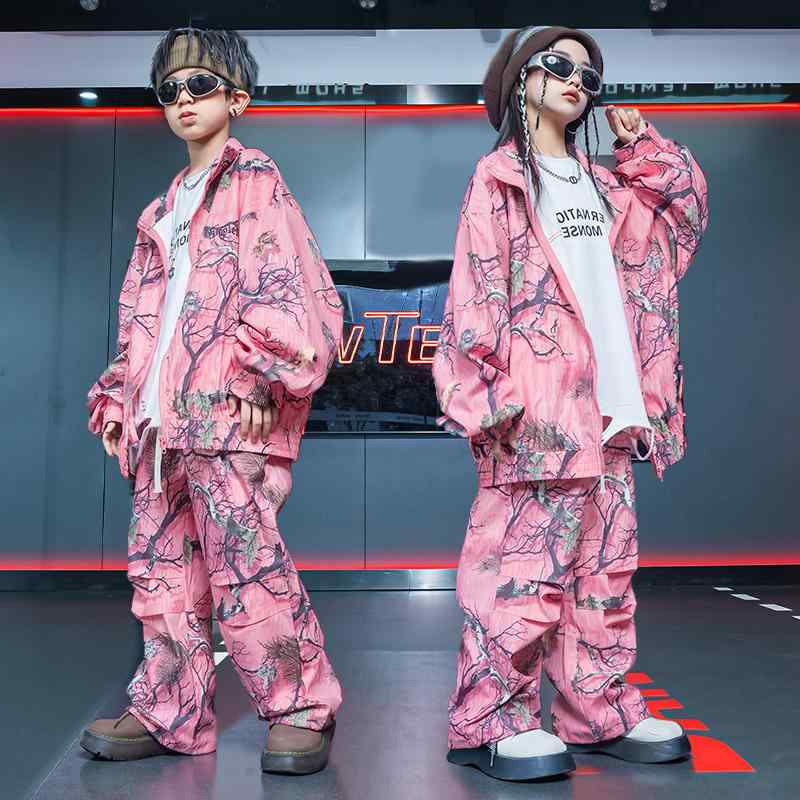 子供服 キッズ ダンス 衣装 派手 ピンク アメカジ ヒップホップ パフォーマンス フリースタイル イベント アクティブ ユニセックス エネルギッシュ|ラ・グラーヌ